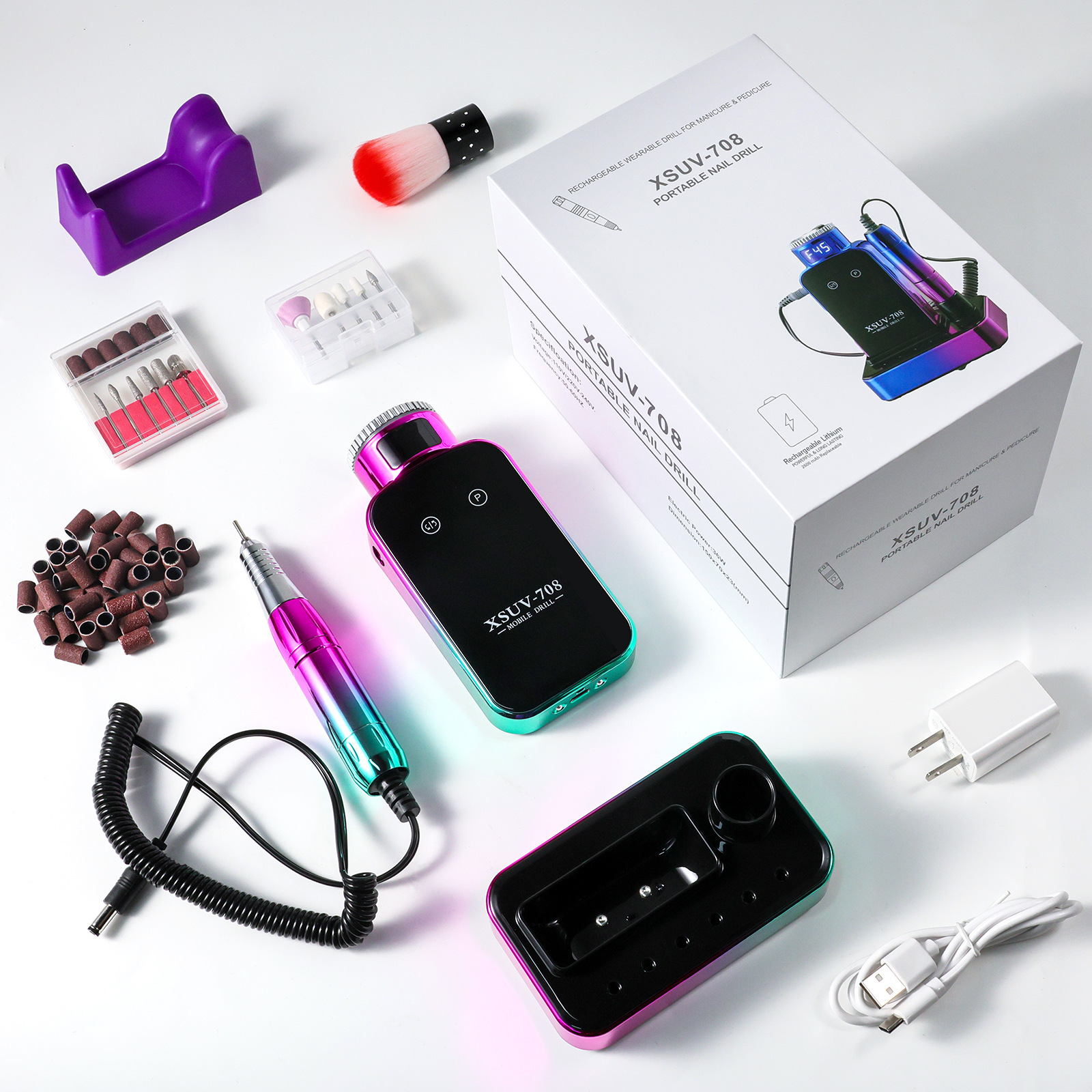 Venta caliente transfronteriza sin escobillas 40000 rpm de almacenamiento eléctrico lijadora de uñas base de carga descarga portátil de uñas para eliminar la piel muerta