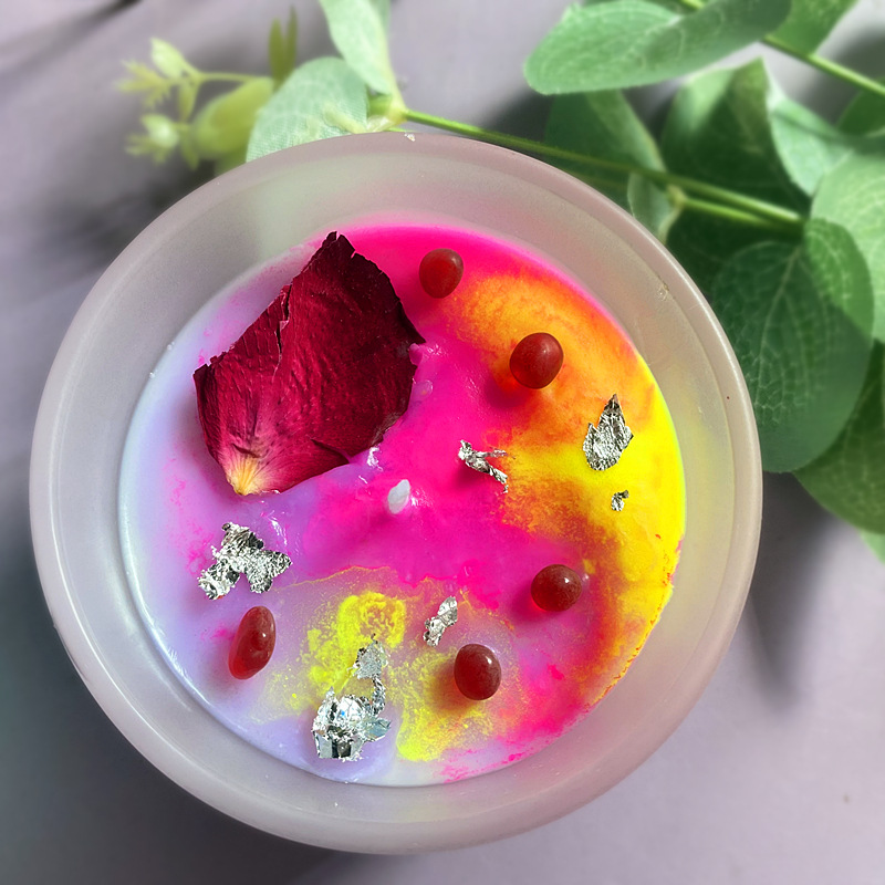 Vela de fragancia de concha de flores secas, recuerdo transfronterizo, cera de soja, vela de aromaterapia de cristal hecha a mano de color, alto valor