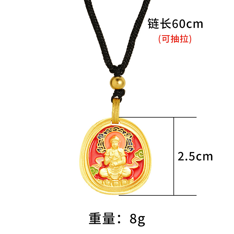 Nuevos productos de oro de Vietnam goteo de aceite pintado collar de Buda mujer cuerda negra universal estilo chino joyas retro al por mayor fuente image 5