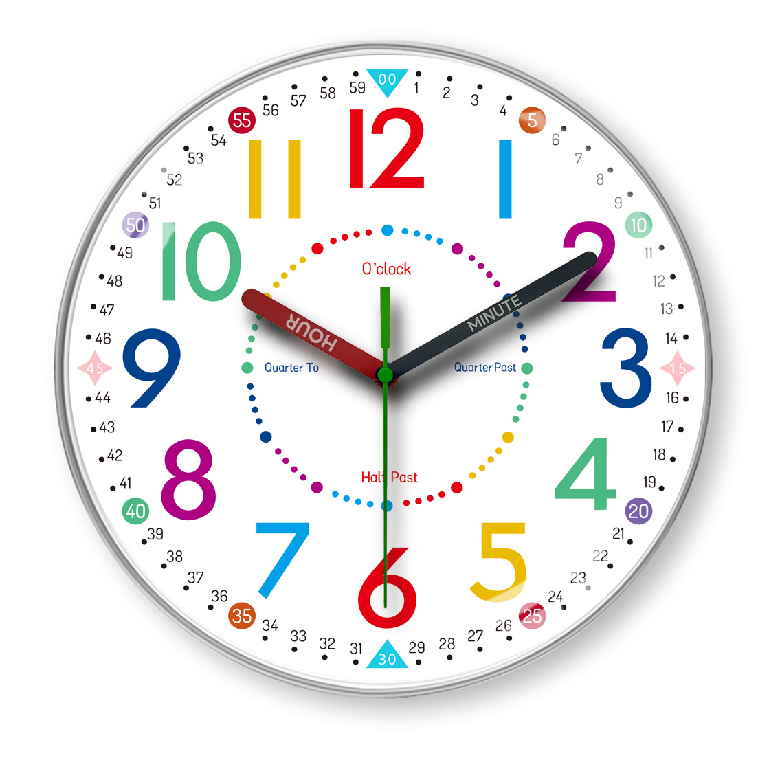 WTCA012_학습시계 실크스크린 바늘 A형 실버프레임