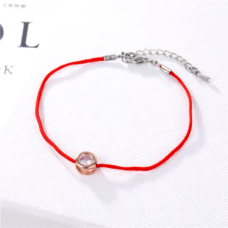 Vente En Gros Bijoux Corde De Corde Rouge Incrusté De Cuivre Bracelet Zircon Rond Nihaojewelry display picture 6