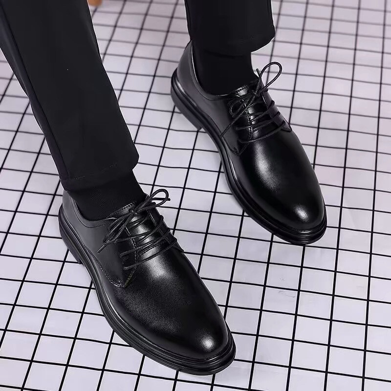 Men's Leather Shoes, Height-Increasing Business Formal Casual Derby Shoes, Summer Breathable Men's Shoes for Suits, Weddings, Grooms, and Groomsmen Men's Leather Shoes, Height-Increasing Business Formal Casual Derby Shoes, Summer Breathable Men's Shoes for Suits, Weddings, Grooms, and Groomsmen