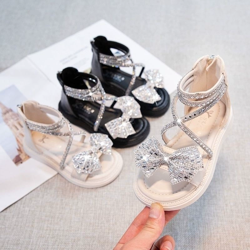 Sandals for princess, summer fashionable children's shoes with bow, Korean style