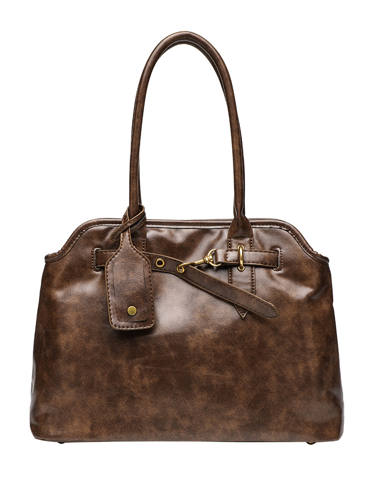 Bolso maletín retro perezoso para mujer, textura de gran capacidad, diseño de nicho simple y versátil, bolso portátil de un solo hombro