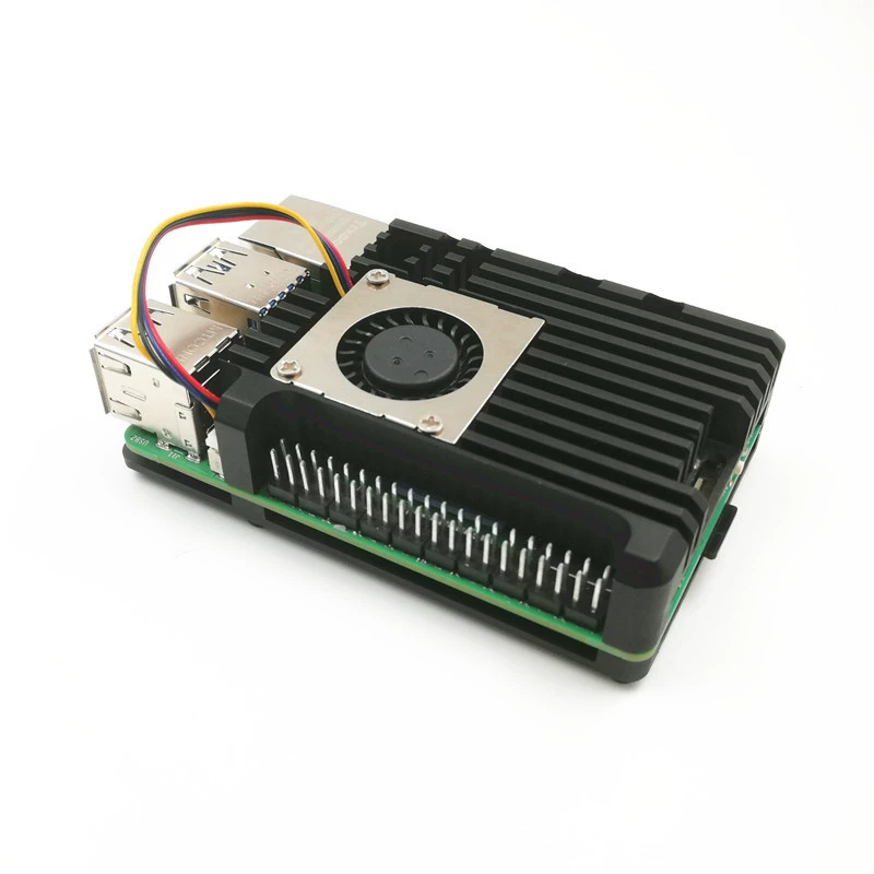Алюминиевый корпус из сплава для Raspberry Pi Pi5 с PWM управлением температурой, вентиляторами охлаждения и защитой от перегрева