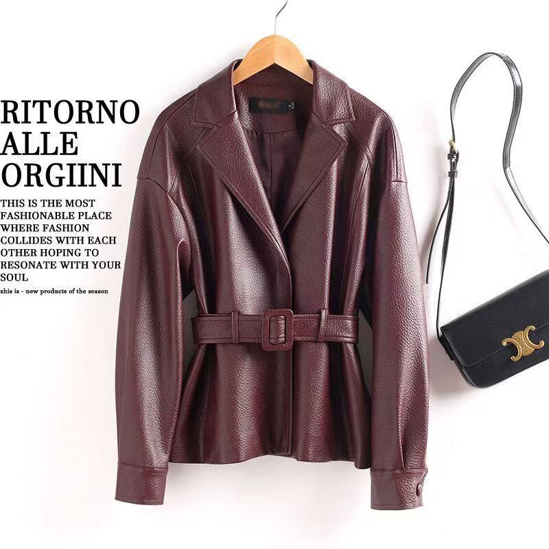 2026 New Style Pu Leather Women's Short Slim-Fit Jacket, High-End Biker Jacket, Elegant and Slimming Haining Leather Coat 2026 New Style Pu Leather Women's Short Slim-Fit Jacket, High-End Biker Jacket, Elegant and Slimming Haining Leather Coat