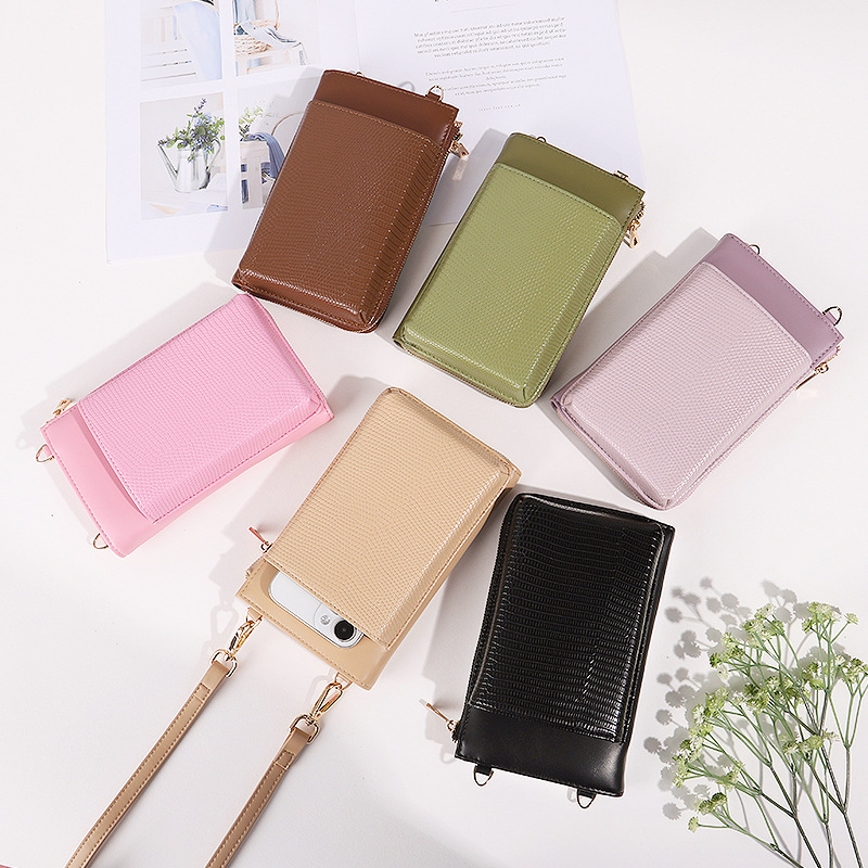 Bolso bandolera vertical para teléfono para mujer, bolso pequeño japonés ajustable para el hombro, linda cartera versátil para mujer al por mayor, con bloques de color