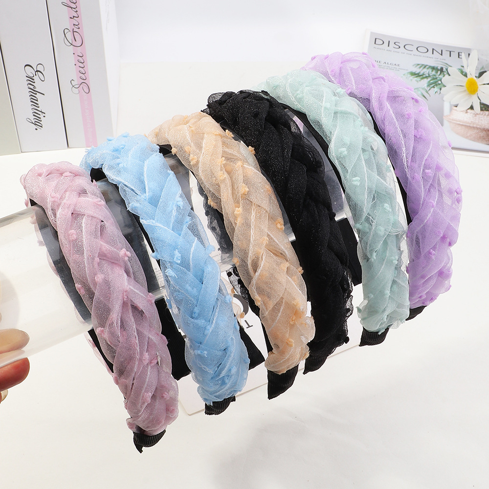 Simple Korean Wide-sided Non-slip Lace Whip Headband display picture 1