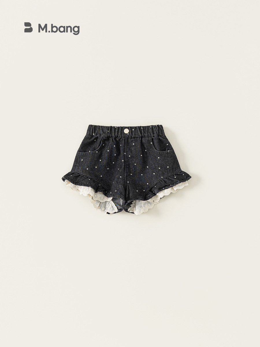 Youbao ropa para niños nuevos productos de verano moda pantalones sueltos para niños pantalones cortos de encaje de lunares para niñas jeans para niñas