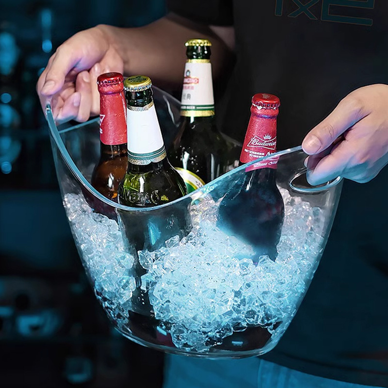 Yuanbao barril de hielo de plástico transparente grueso AS barril de restaurante KTV barril de cerveza casero barril de hielo barril de champán barril de hielo