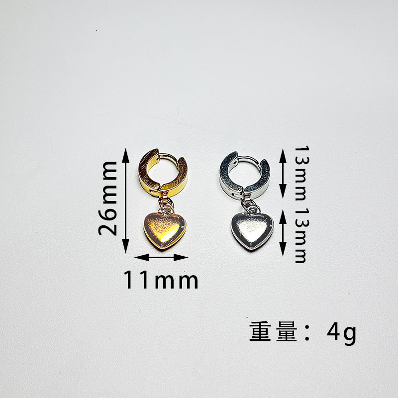 欧美跨境高级感百搭桃心耳饰时尚轻奢耳扣不锈钢爱心耳环|undefined