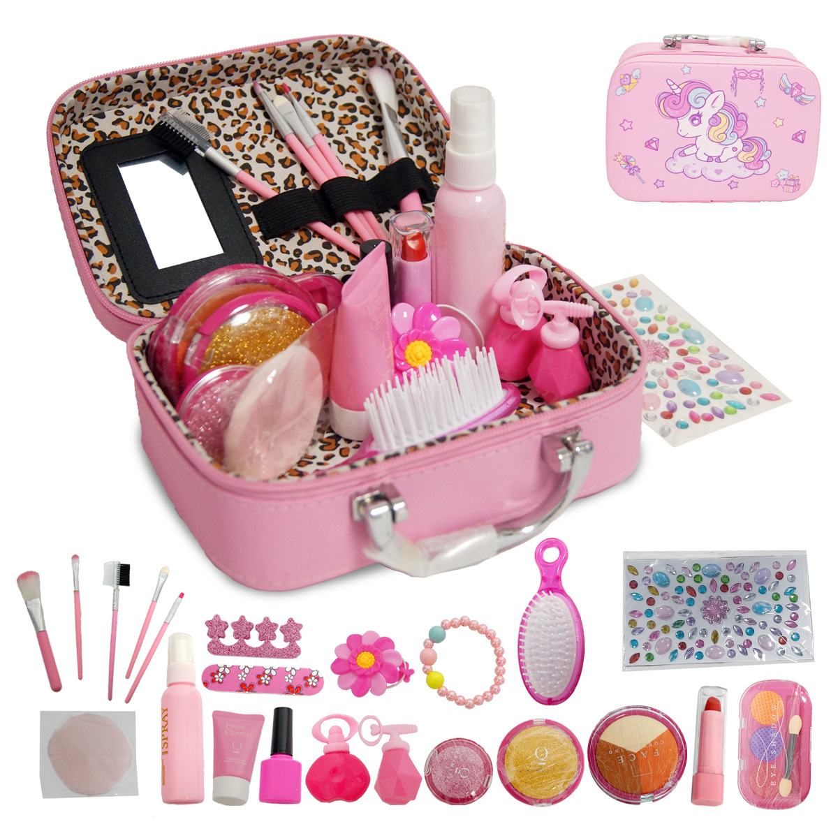 Niños transfronterizos en casa simulación de juguetes de maquillaje para niñas con paquetes de maquillaje no borrables para niñas para jugar