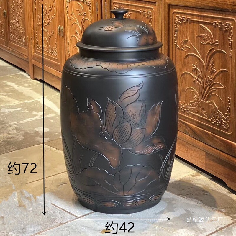 雲南建水紫陶茶缶密封セラミック茶缶大容量紫砂茶缶大型水缶米缶Chu Hang|undefined