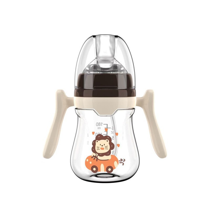 Chupete de un bocado en caja inglesa 180/240/280ml estilo simple con mango biberón PP con pajita