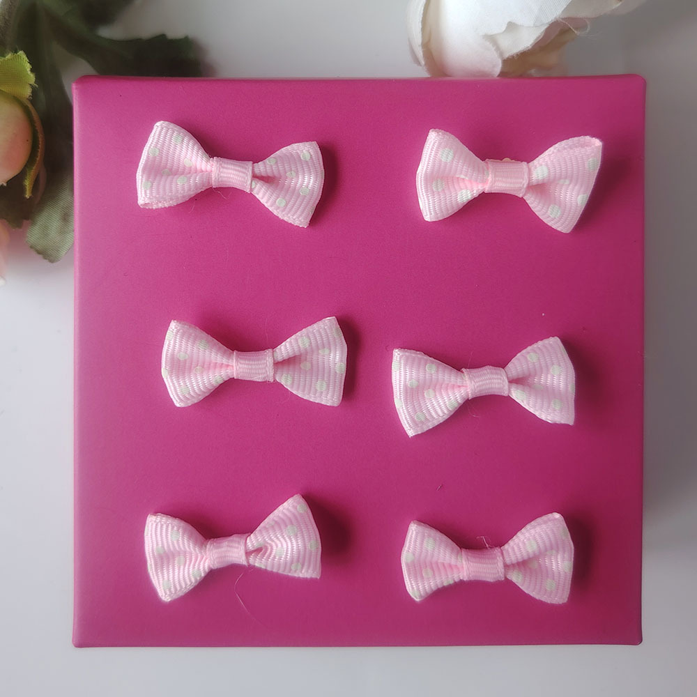 En stock 2,5 cm Polka Dot bolsa cintura arco horquilla DIY accesorios de juguete hilo cintura pajarita embalaje al por mayor