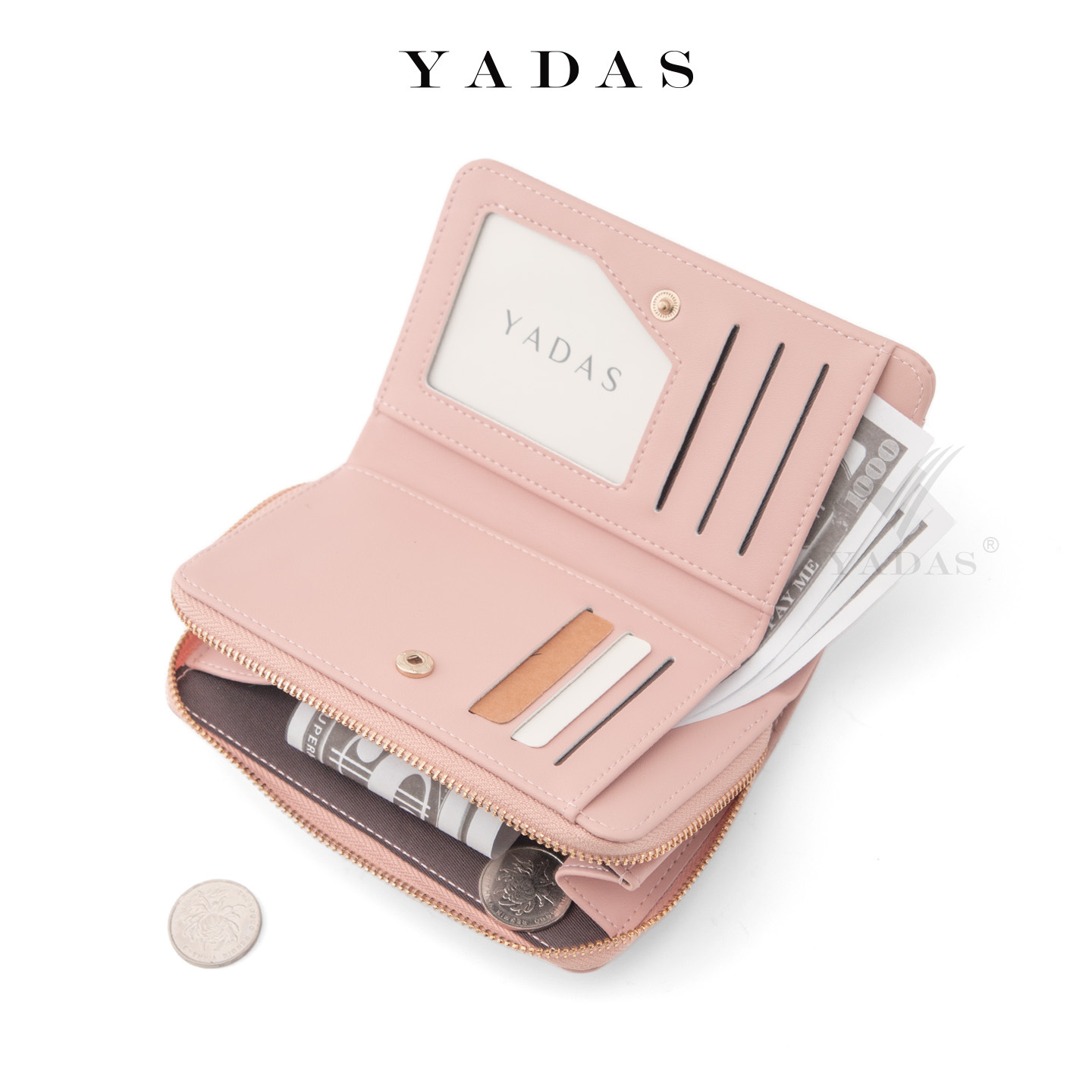 Cartera larga retro alta bolsa de diseño corta cremallera línea oscura bolsa de cambio para mujeres gran capacidad