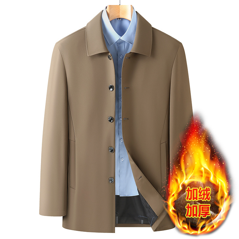 2022 Otoño e Invierno nueva chaqueta de alta gama solapa de negocios de los hombres papá de mediana edad desgaste chaqueta acolchada forrada de lana