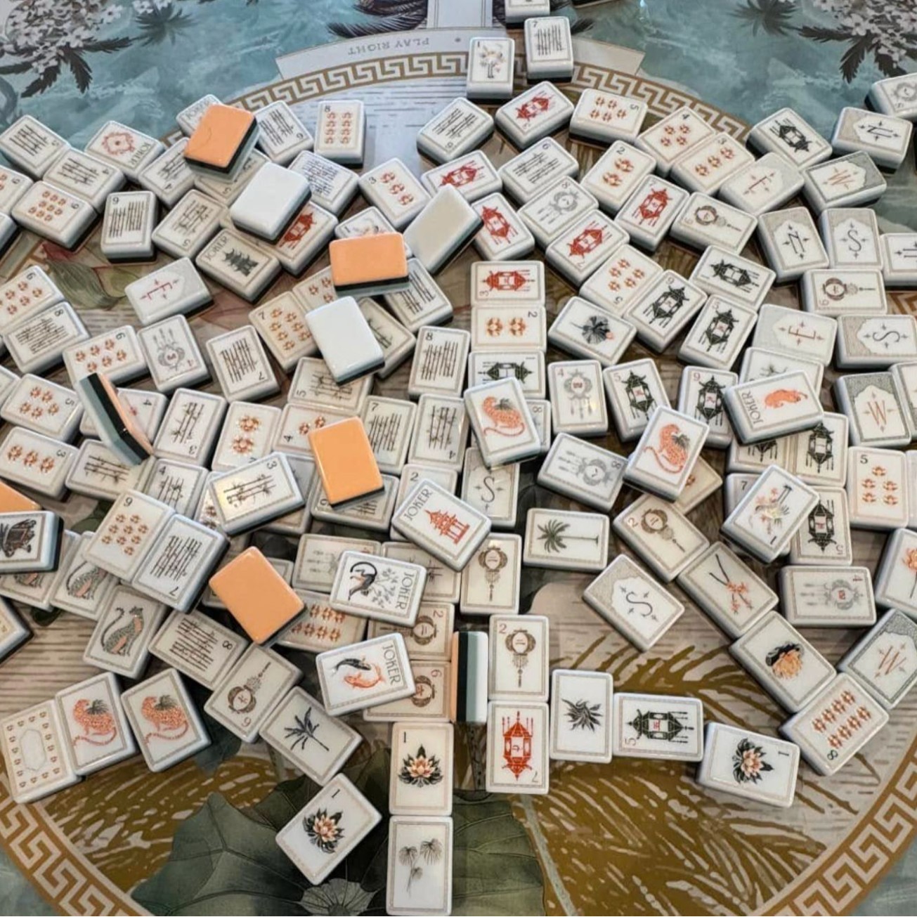 (24-Hour Direct Delivery from Stock) Supply of Foreign Trade Mahjong Tiles in Beige and White Lotus Style, American-Style Mahjong, and Asian-Style Mahjong