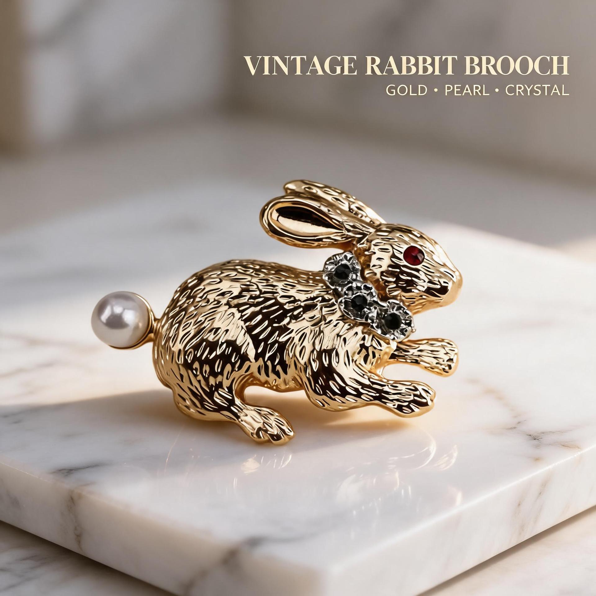 European and American cross-border Easter cute bunny brooch, vintage enamel oil-drip pearl rabbit brooch, manufacturer wholesale