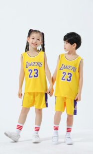 Round-neck Lakers No. 23 James Basketball Uniform Kindergarten Performance Server 3XS-2XL