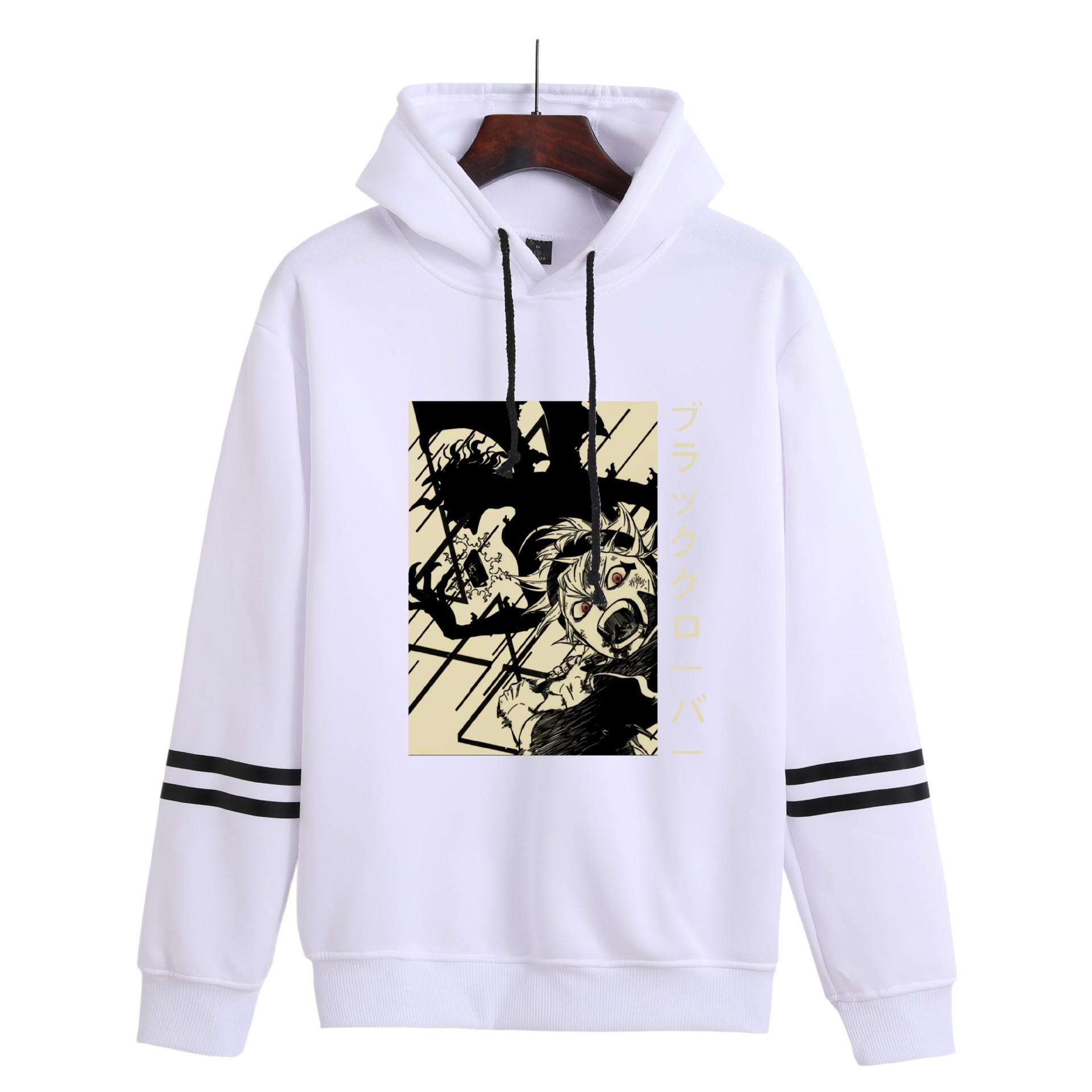 Sudadera con capucha con estampado periférico de trébol de cuatro hojas negro de anime suéter suelto casual transfronterizo