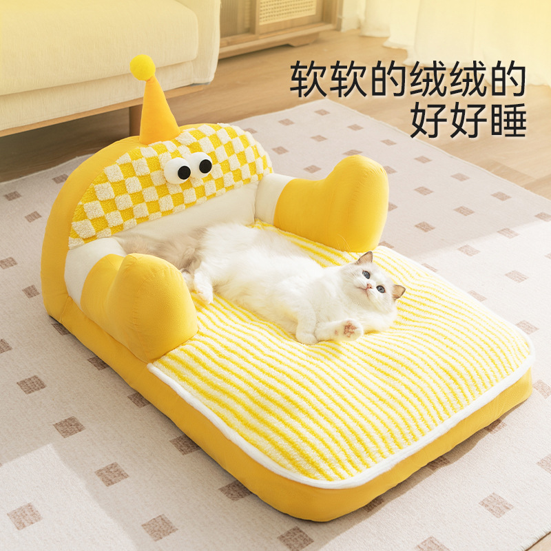 Gato otoño invierno calentamiento grosor ojos grandes dormir dormido sofá gato perro dormir profundo perro cama de cama de espalda mascota