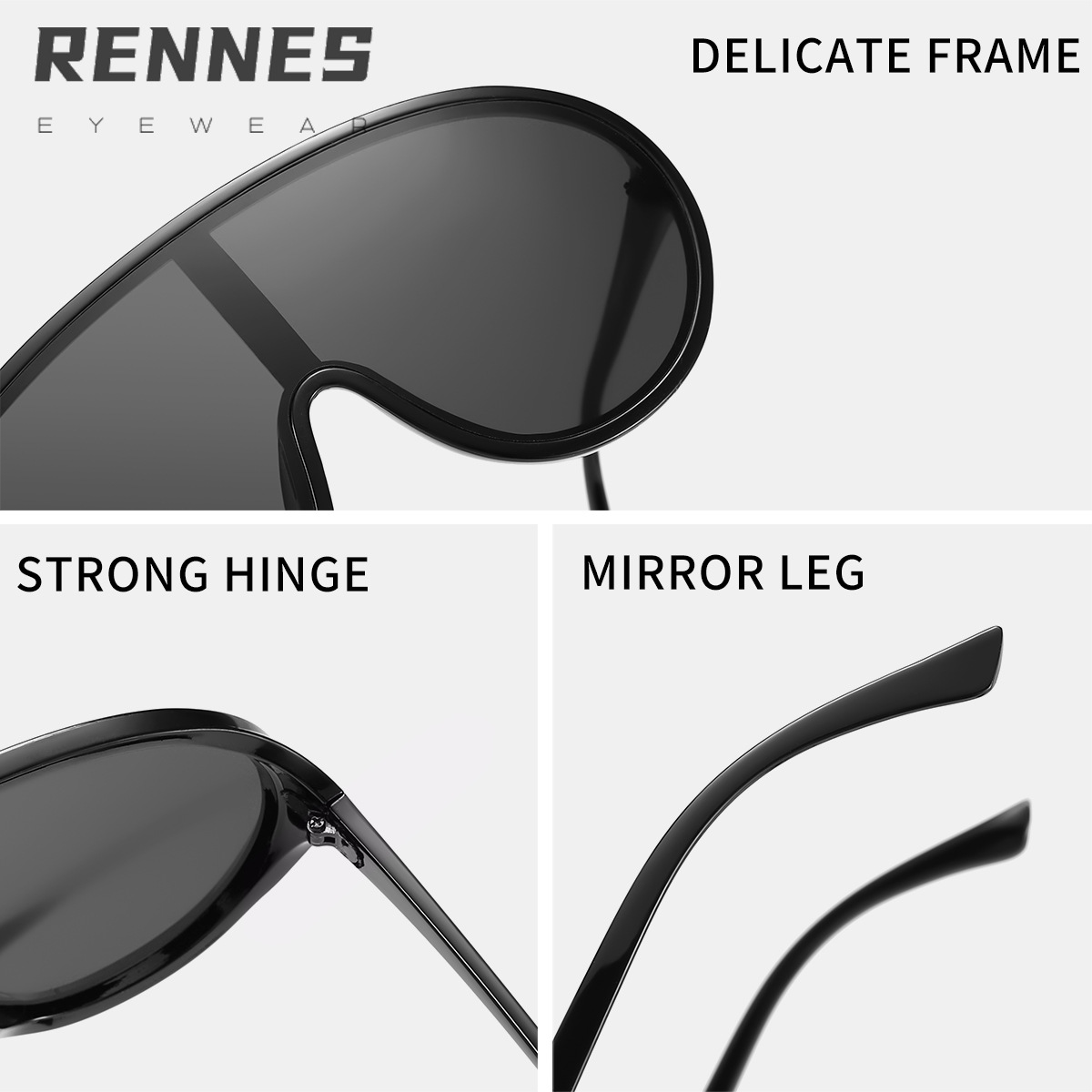 Nuevo estilo transfronterizo, personalidad, marco grande, pieza integrada, espejo de sapo para ciclismo al aire libre, celebridades de Internet, el mismo estilo, gafas de sol callejeras de moda