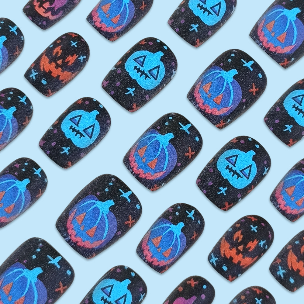 Pumpkin Ghost Face Mysterious Nail Parche 30 piezas en caja de uñas de Halloween Comercio exterior transfronterizo Armadura de vestir corta