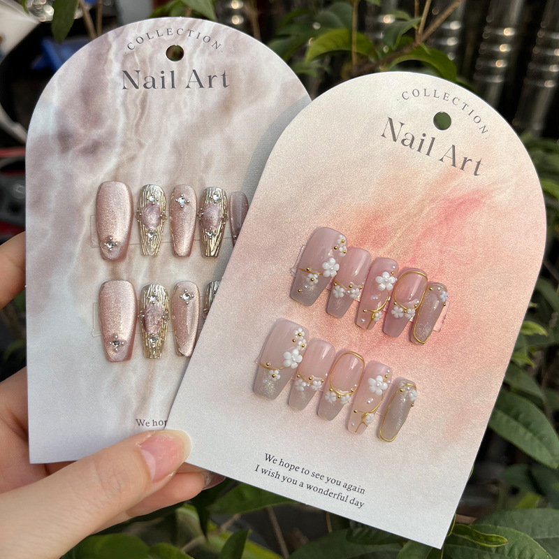 拱形穿戴美甲珠光卡纸印刷纸卡穿戴甲展示卡片ins爆款穿戴甲卡纸