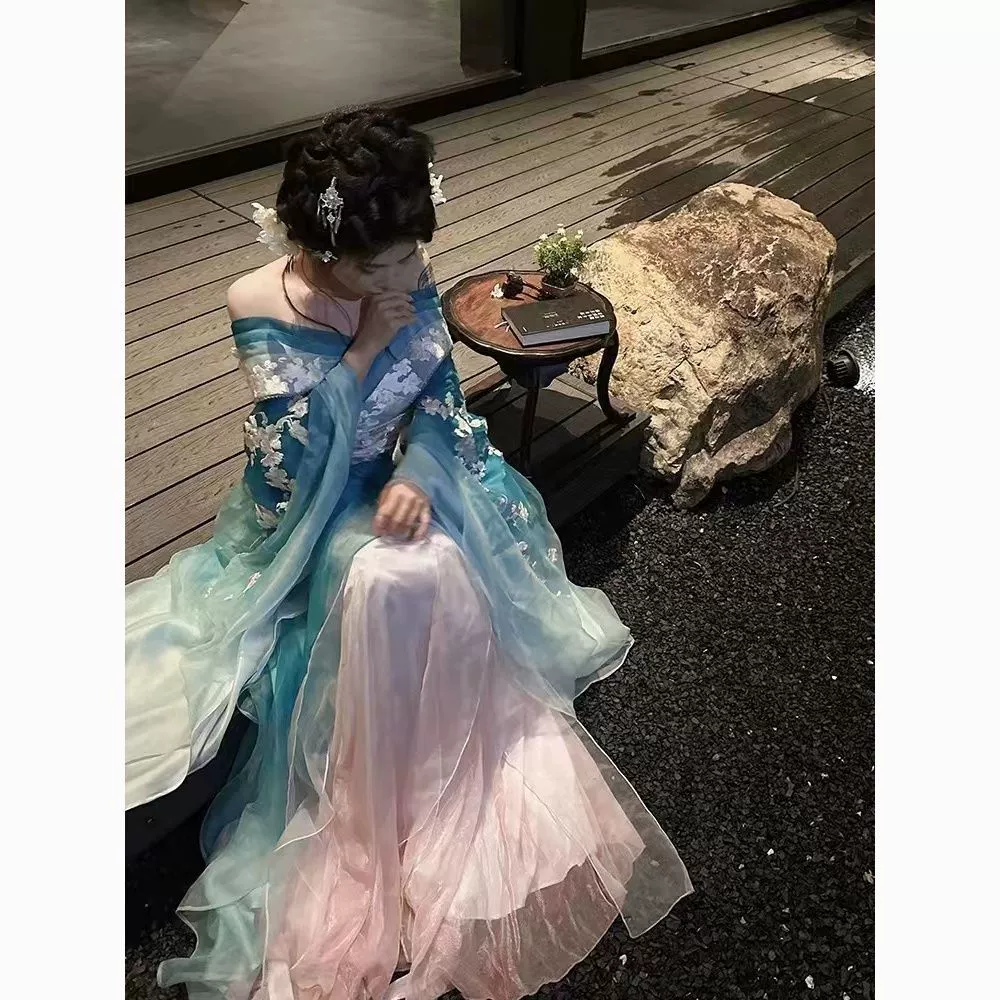 Tu Qiqi [Богиня цветения абрикоса] Оригинальная юбка длиной до талии с двенадцатью цветами богини и тяжелой вышивкой Hanfu для женщин.