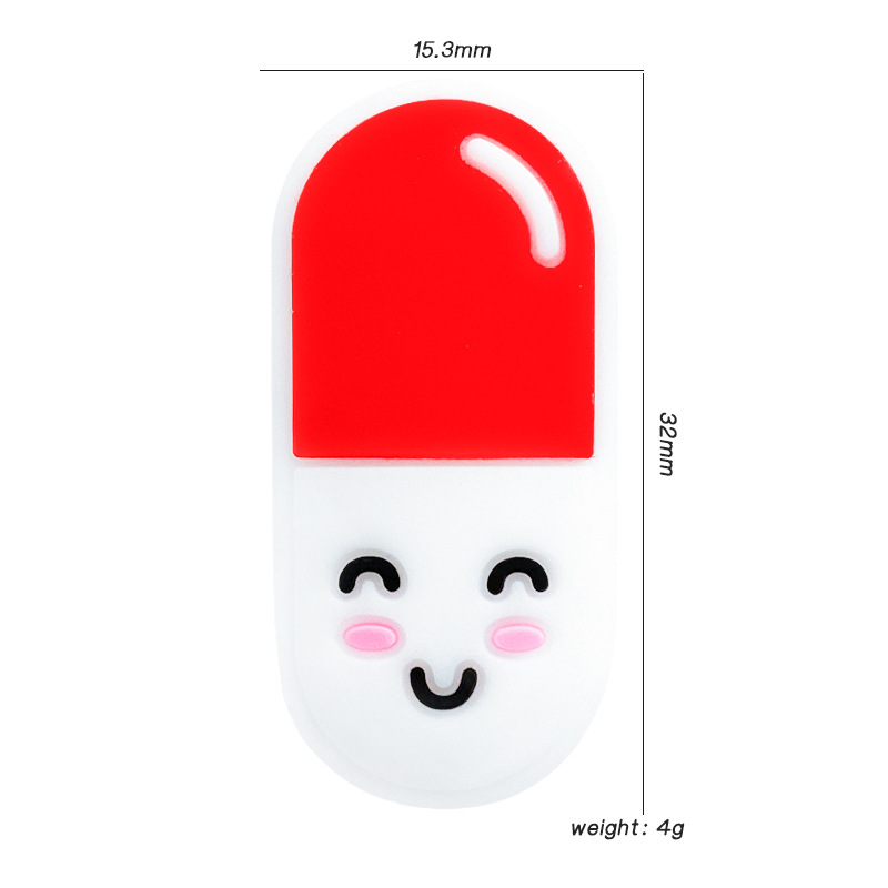 跨境熱銷藥丸膠囊卡通珠子diy食品級硅膠串珠飾品配件