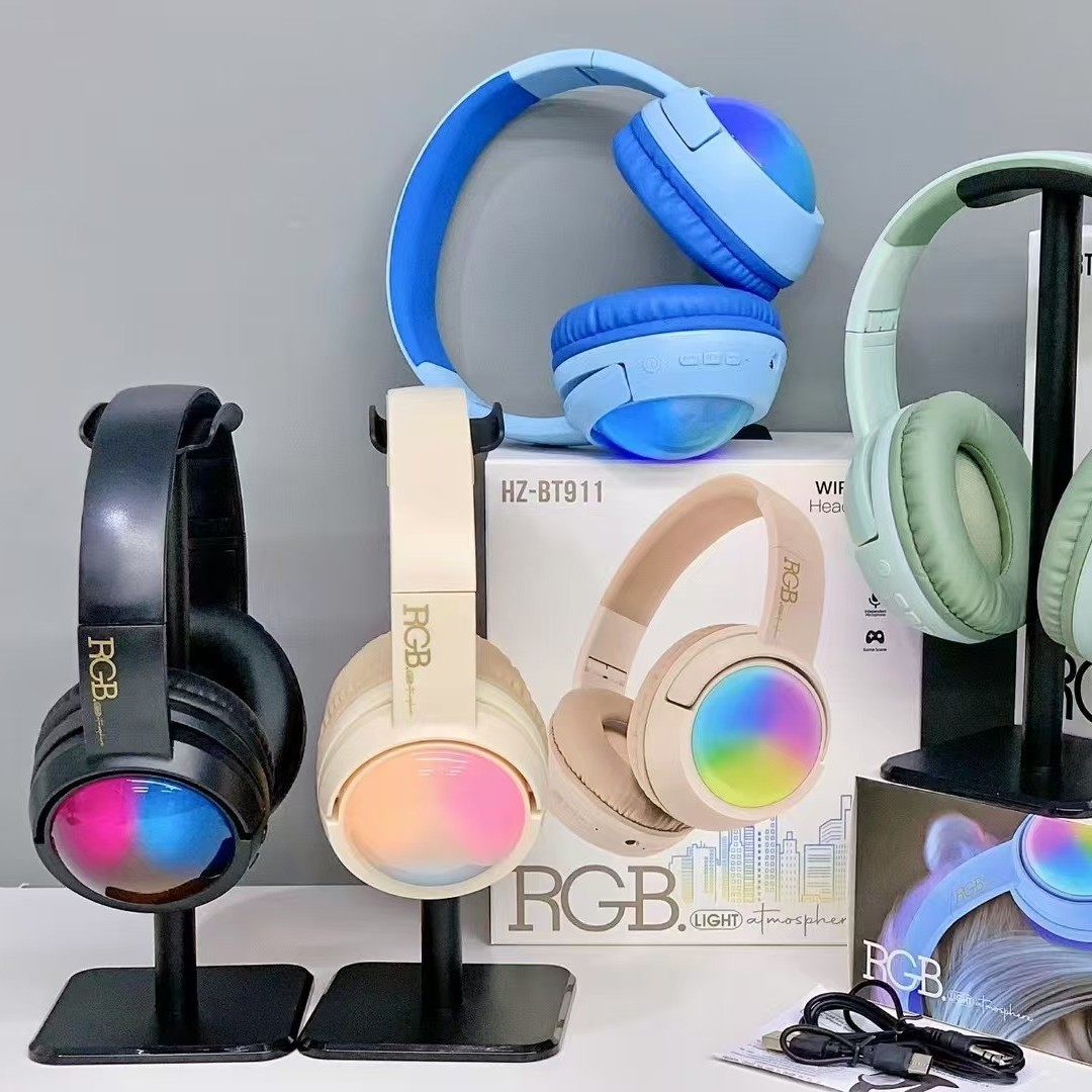 Nuevos productos de comercio exterior BT911 auriculares Bluetooth inalámbricos de larga duración auriculares de juego de tarjetas luminosas RGB