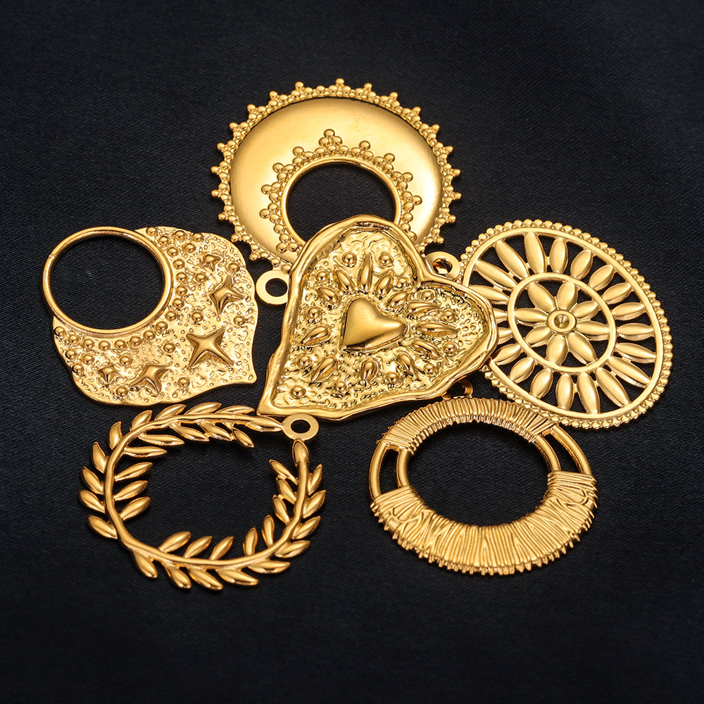 Acero inoxidable transfronterizo europeo y americano colgante multi-diseño bricolaje accesorios de joyería hechos a mano amor guirnalda colgante redondo colgante