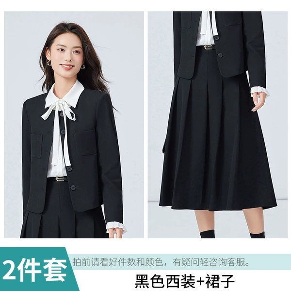 Classic suit jacket, pleated skirt