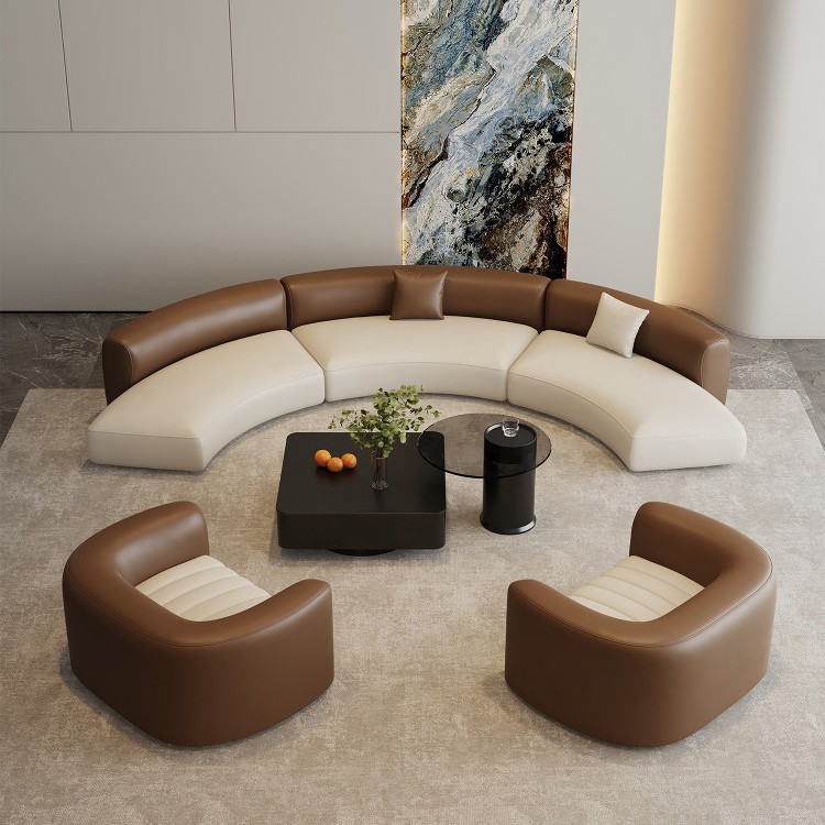 Hotel de lujo italiano, lobby de recepción, sofá de oficina completo, muebles de sofás simples de alto nivel