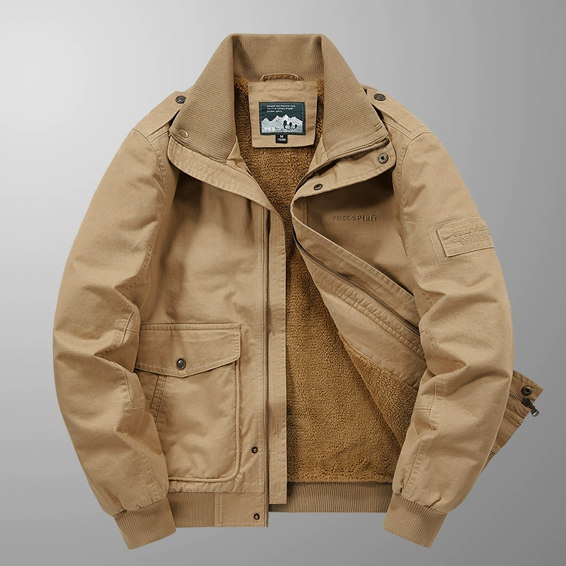 Demi‑season warm down jacket (men), oversized, fleece‑lined