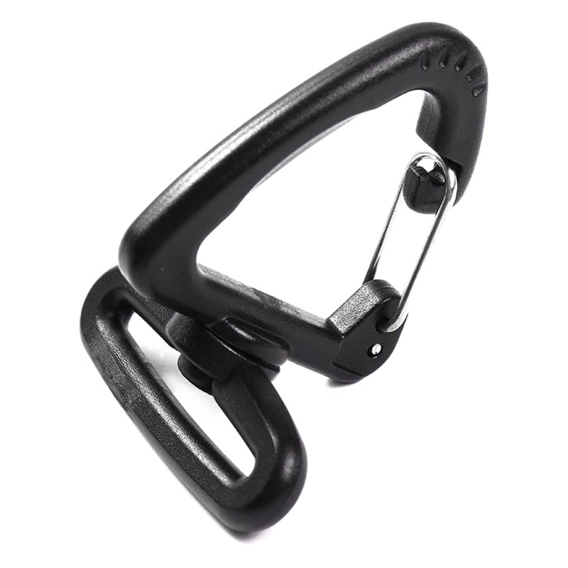 Factory 20~38mm black plastic 360 degree rotation hook plastic triangle bag pendant webbing hook wholesale