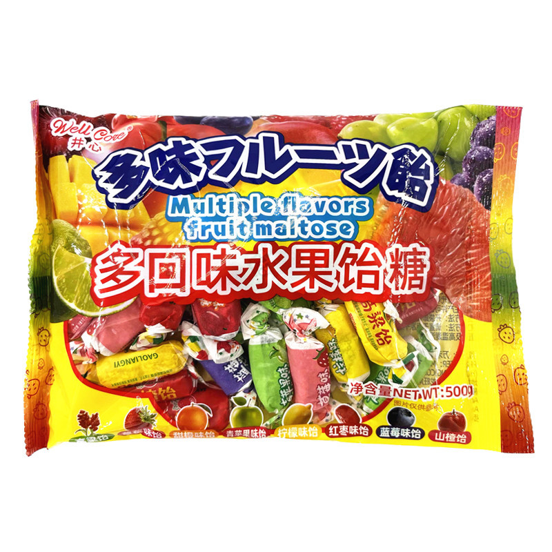 井心玉米软糖多口味水果饴糖500g 夹心软糖喜糖批发
