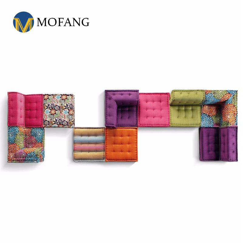 Rocheburg Mahjong Sofa Retro Art Large Family Room Industrial Style Living Room Floral Fabric Modular Sofa Free Combination