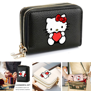 HelloKitty Cartoon Printed Small Wallet Double Layer Card Bag Girl's Small Wallet Coin Purse Cute Small and Lightweight