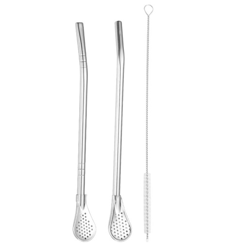 304 stainless steel straw colander creative dual-purpose mate spoon beverage coffee filter straw stirring spoon
