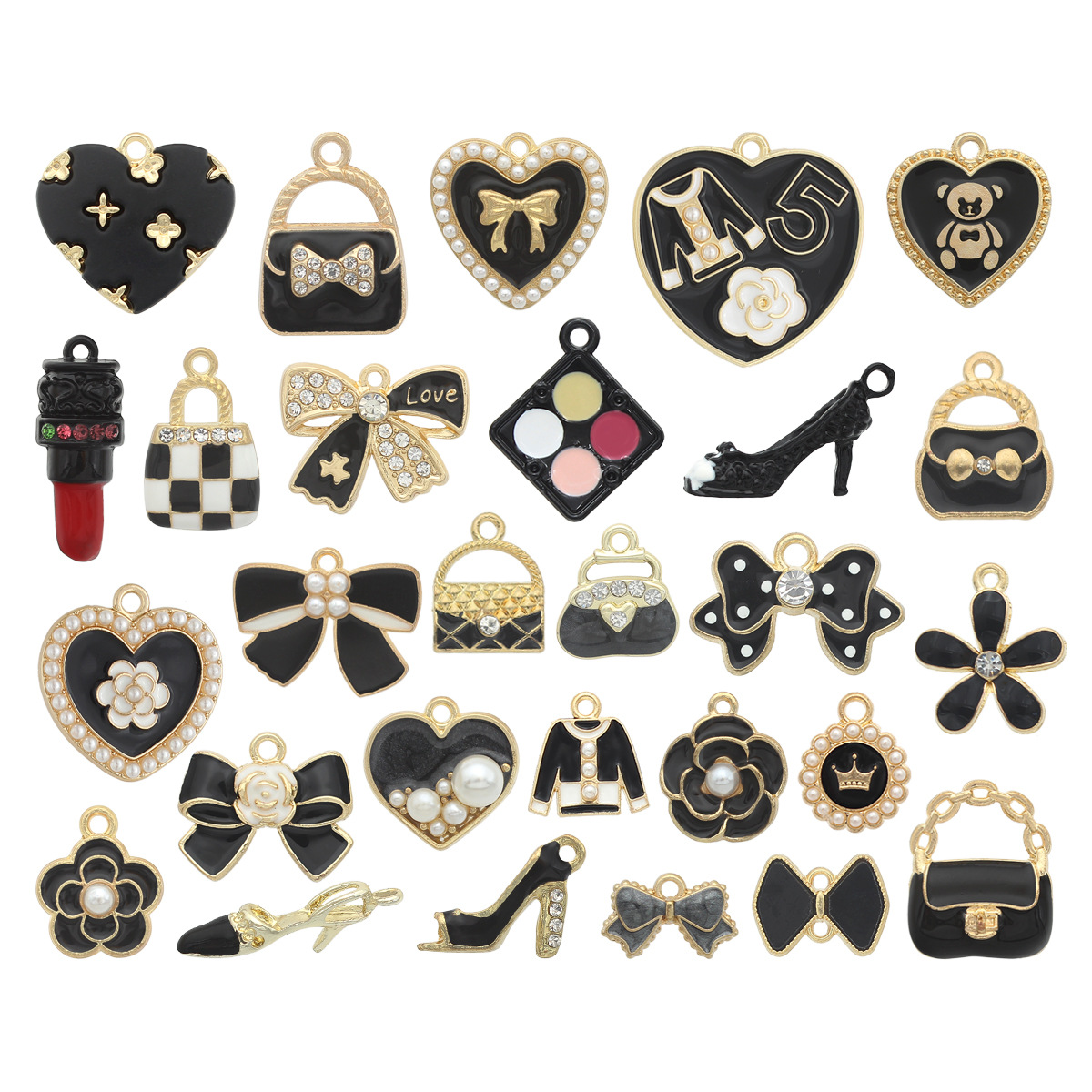 diy饰品配件滴油经典小香风时尚口红蝴蝶结包包耳环项链挂件钥匙