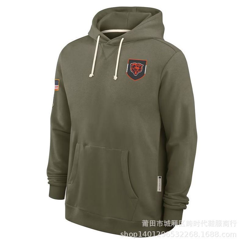 2025新款外贸男士NFL橄榄球致敬边线版Dri-FIT连帽衫卫衣橄榄绿|undefined