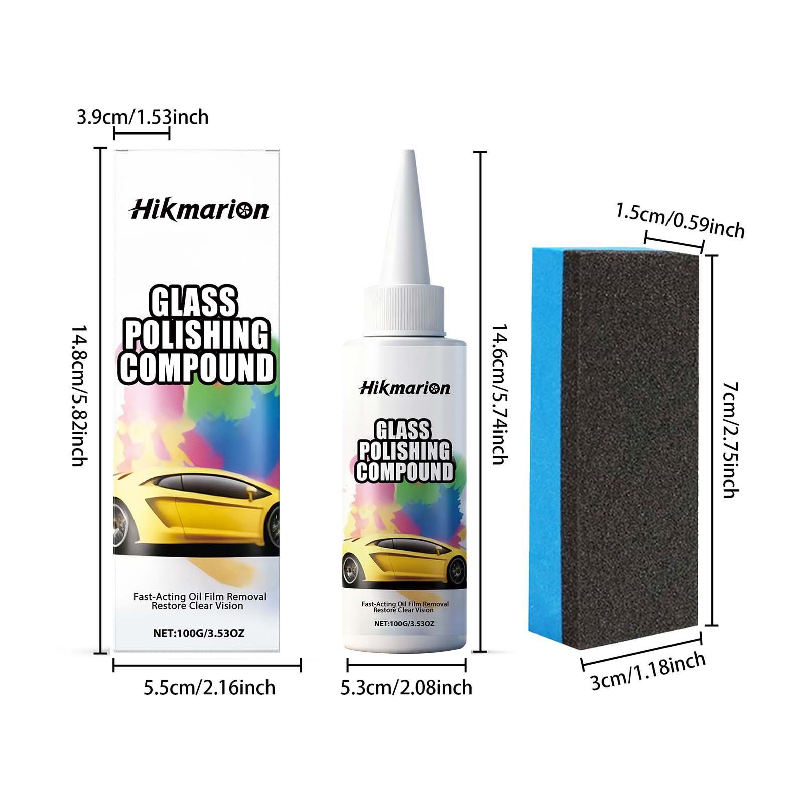 Hikmarion Glass Polishing Paste Cleans Glass Oil Film Removes Coating Clear Vision Car Maintenance