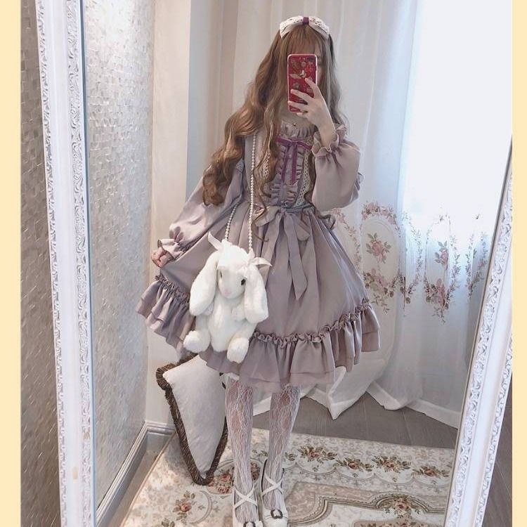 Lolita Skirt Japanese Style Provence Lavender Lolita Spring, Summer, Autumn and Winter New Soft Girl Dress