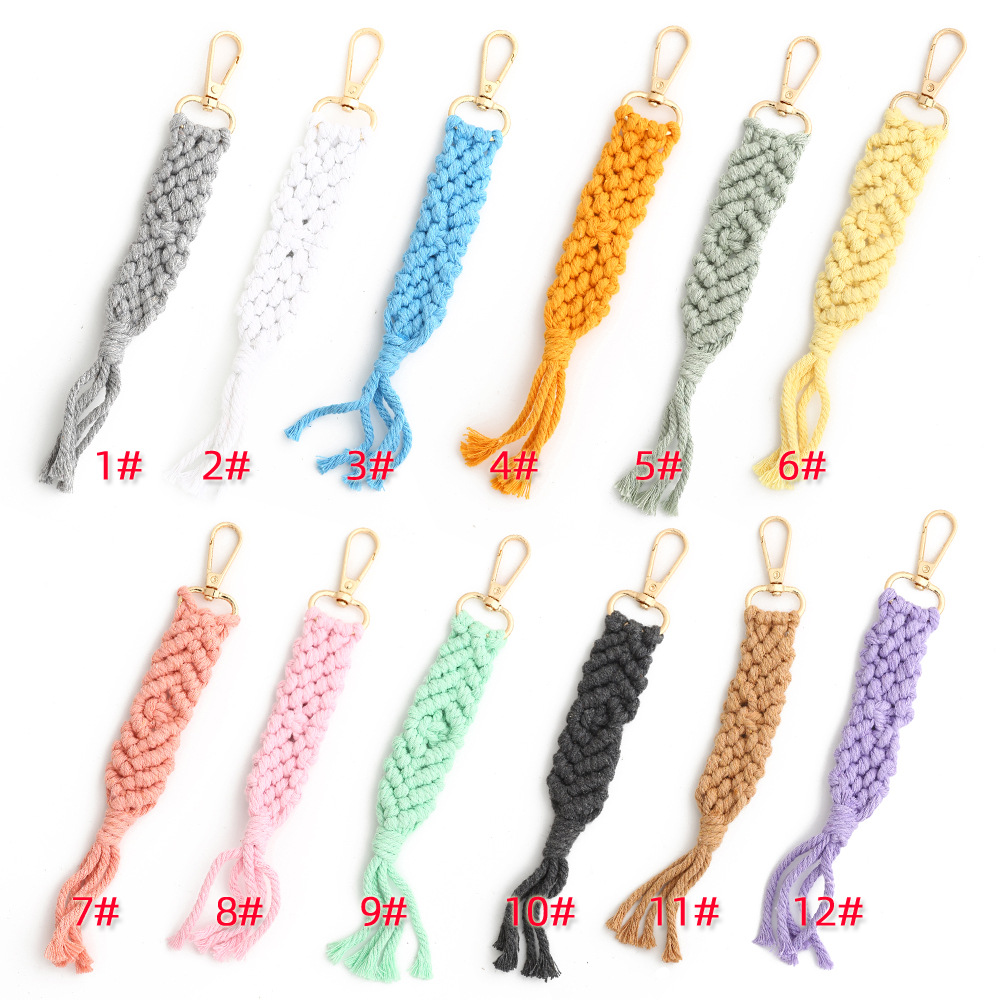 Bohemian Solid Color Cotton Knitting Tassel Bag Pendant Keychain display picture 1