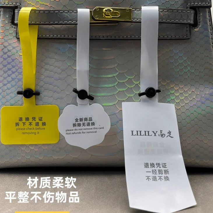 Одноразовые ПВХ мягкая одежда анти-регулируемая пряжка анти-подделка анти-ношение пряжки этикетки анти-украсть пользовательские роскошные бирки