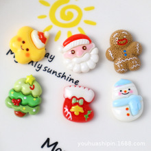 圣诞新款星星雪人亮面树脂饰品配件DIY手工发夹鞋花装饰材料