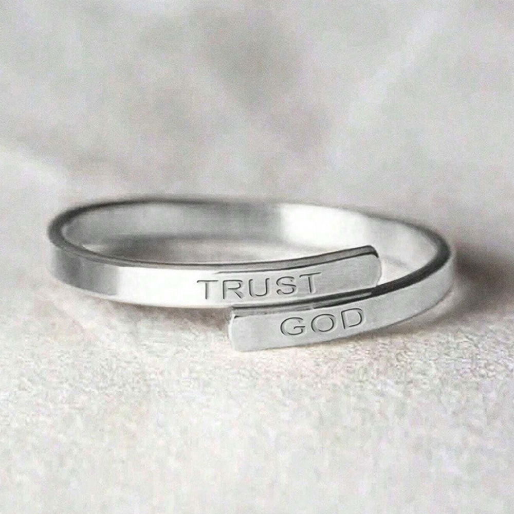 Adjustable Geometric Shell Letter Ring For Women Alloy Band_voghion.com