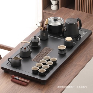 Tea Set Set for Home Use, Fully Automatic Water Kettle, Integrated Tea Tray, Complete Set of Kung Fu Tea Making Table, Office Modern and Simple